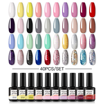 ROSALIND Gel Nail Polish 40Pcs/Set For Manicure Nails Art UV Gel Need Base Top Coat Vernis Semi permanent Nail Polish 15ML
